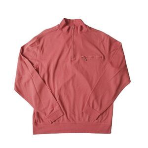 Kenneth Roberts Basic Orange Pink Salmon Long Sleeve Quarter Zip Casual Sweater